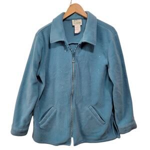 The Quacker Factory Womens Sparkle & Shine Zip Front Fleece Jacket A32787 Medium